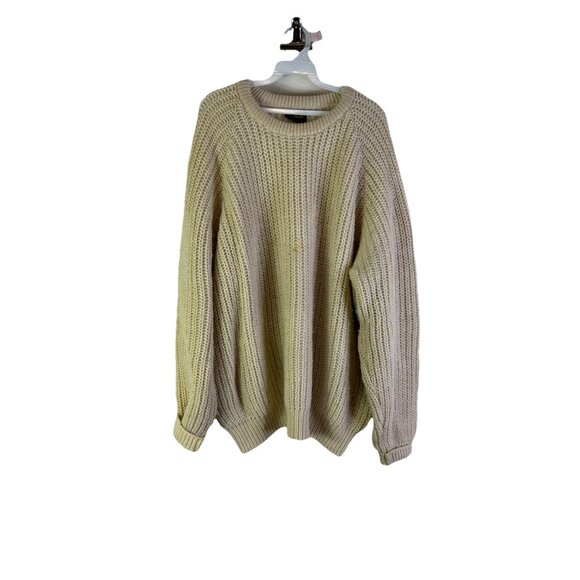 Vintage 90s Wool Waffle Knit Distressed Crewneck Sweater Grunge Streetwe - Picture 1 of 8